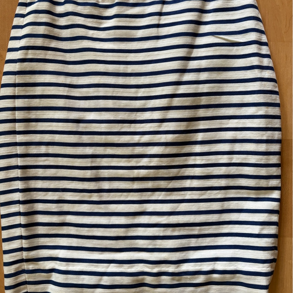 J. Crew Navy and White Striped Pencil Skirt